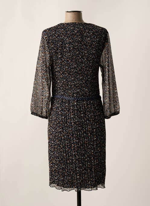 Robe mi-longue imprimé fantaisie manches longues bleu CHRISTINE LAURE femme