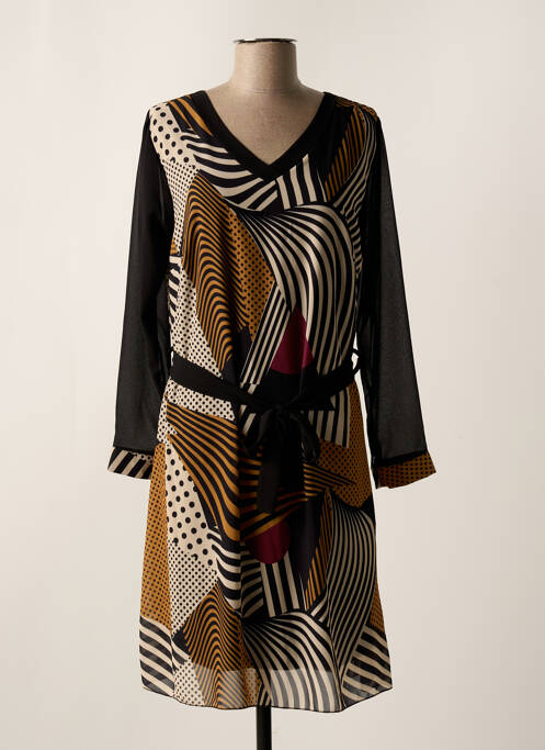Robe mi-longue noir COULEURS DU TEMPS pour femme