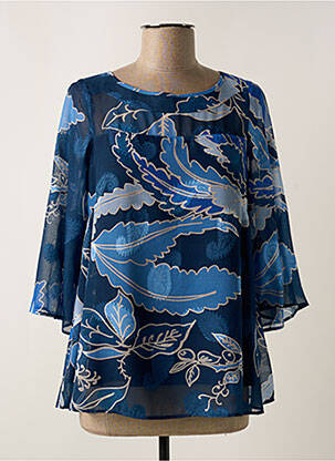 Blouse légère et transparente manches 3/4 bleu GREGORY PAT femme