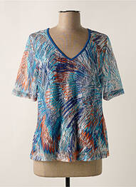 Top imprimé fantaisie manches courtes bleu GUY DUBOUIS femme