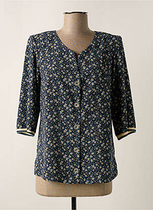 Chemisier imprimé fleurs manches 3/4 bleu GEVANA femme