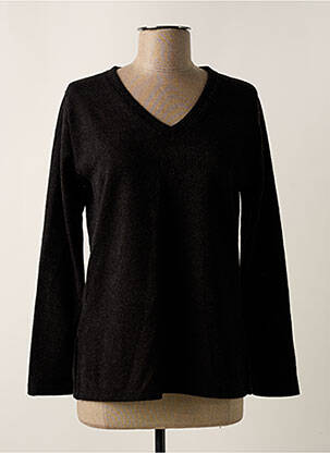 Pull tissage chiné manches longues noir UNICA PLUS femme