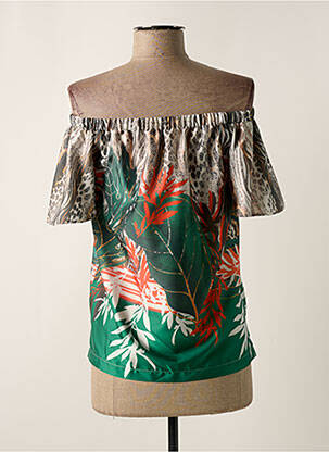 Top col carré manches courtes vert GREGORY PAT femme