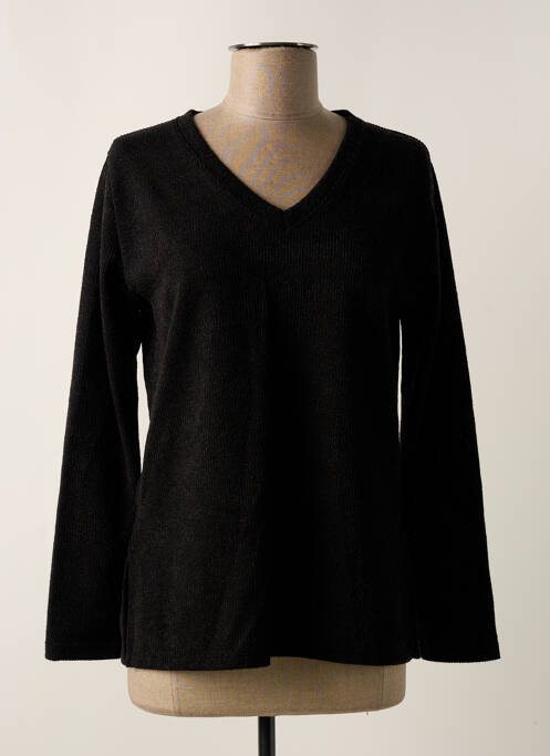 Pull tissage chiné manches longues noir UNICA PLUS femme