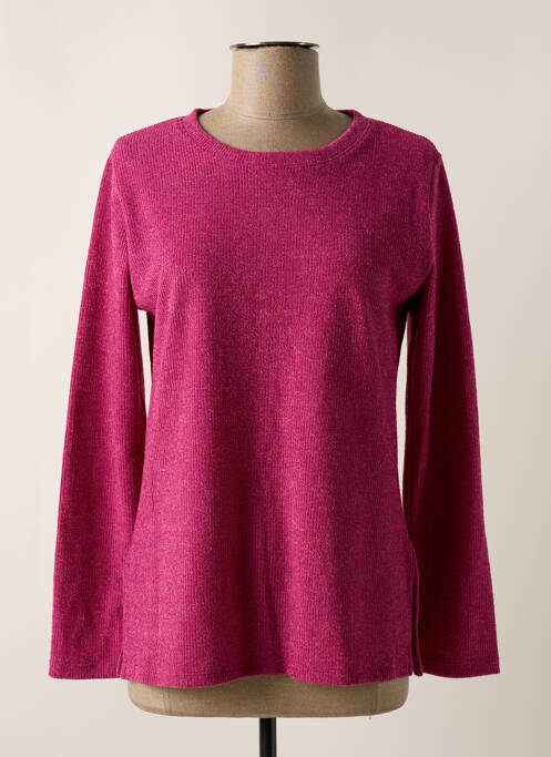 Pull tissage chiné manches longues rose UNICA PLUS femme