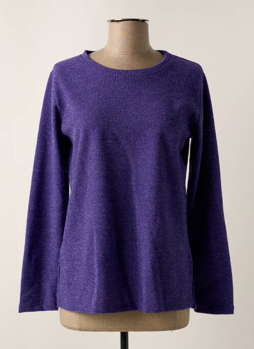 Pull tissage chiné manches longues violet fonce UNICA PLUS femme