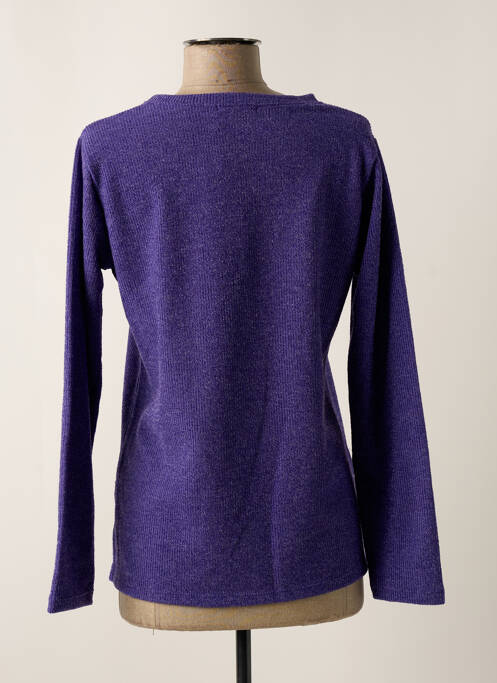 Pull tissage chiné manches longues violet fonce UNICA PLUS femme