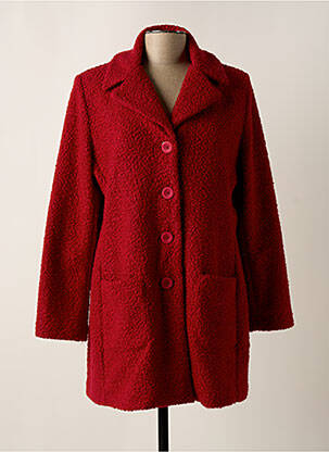 Manteau long coupe cintrée sans capuche rouge GEVANA femme