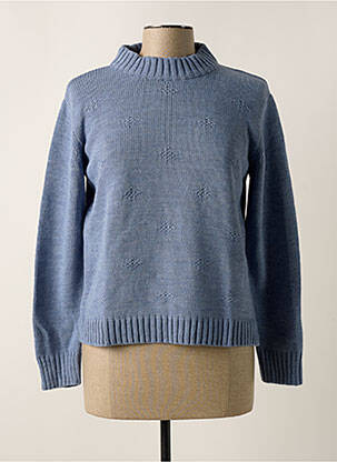 Pull tissage chiné manches longues bleu VALMODE femme