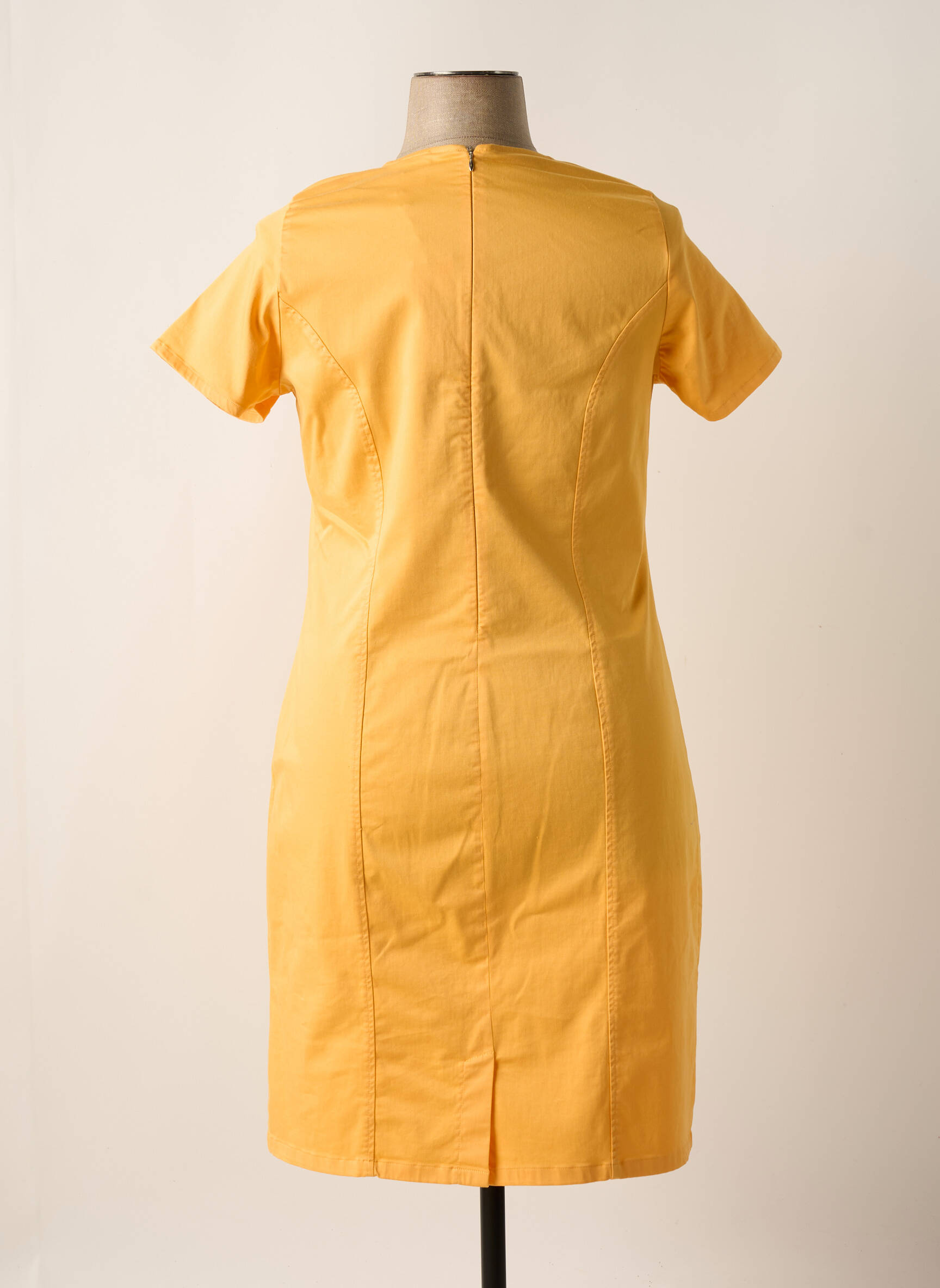 Robe mi-longue manches courtes manches courtes jaune GUY DUBOUIS femme