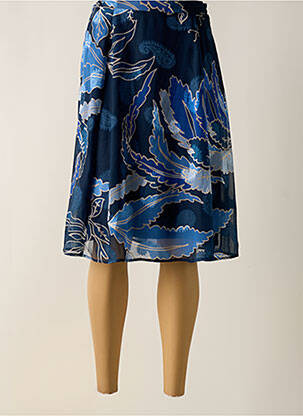Jupe mi-longue taille à pinces bleu GREGORY PAT femme