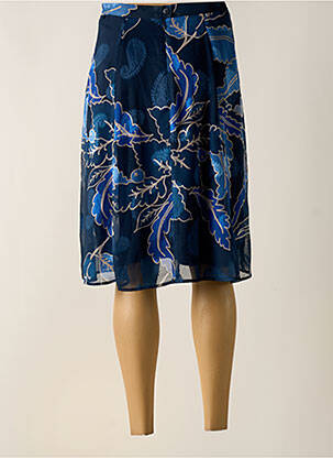 Jupe mi-longue taille à pinces bleu GREGORY PAT femme
