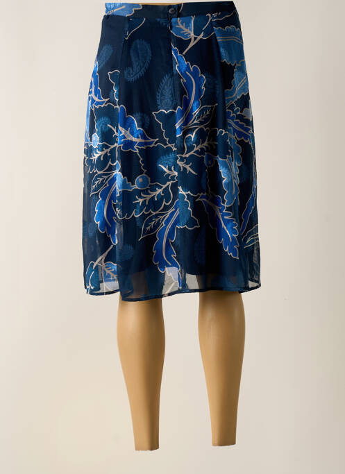 Jupe mi-longue taille à pinces bleu GREGORY PAT femme