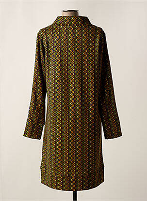 Robe mi-longue imprimé fantaisie manches longues vert AZAY femme
