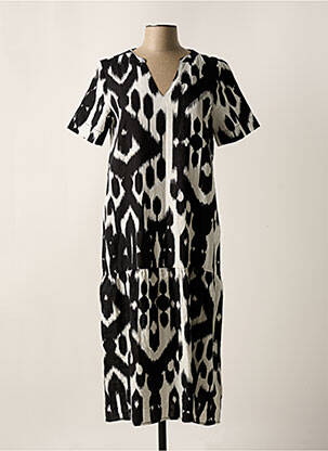 Robe mi-longue imprimé fantaisie manches courtes noir STREET ONE femme