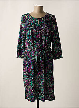 Robe mi-longue imprimé fantaisie manches longues noir DIANE LAURY femme