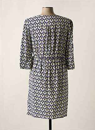 Robe mi-longue coupe fluide manches 3/4 bleu JULIE GUERLANDE femme