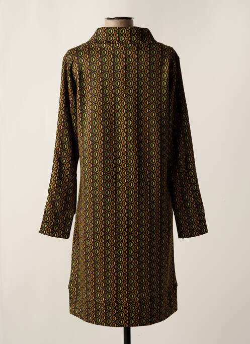 Robe mi-longue imprimé fantaisie manches longues vert AZAY femme