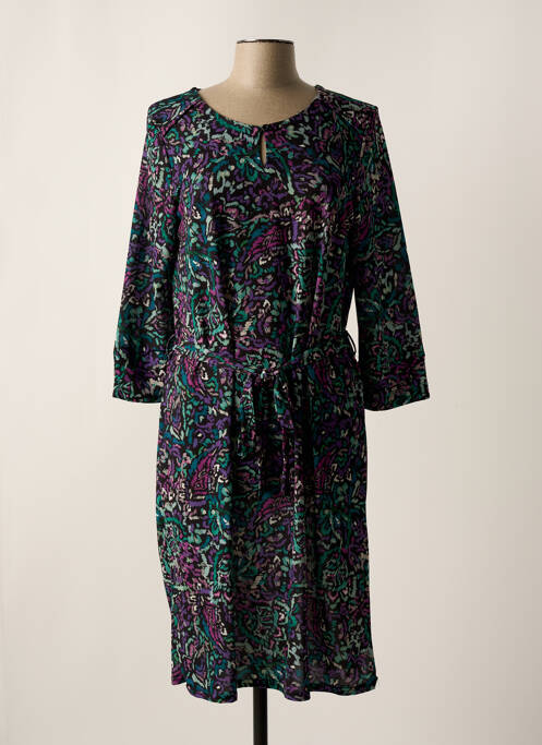 Robe mi-longue imprimé fantaisie manches longues noir DIANE LAURY femme