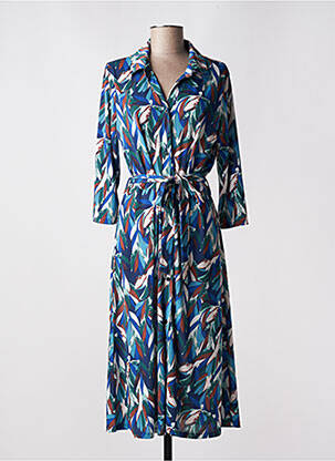 Robe mi-longue manches 3/4 manches 3/4 bleu DIANE LAURY femme