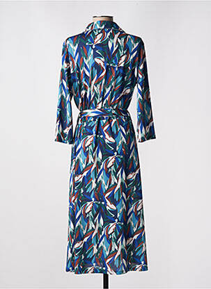 Robe mi-longue manches 3/4 manches 3/4 bleu DIANE LAURY femme