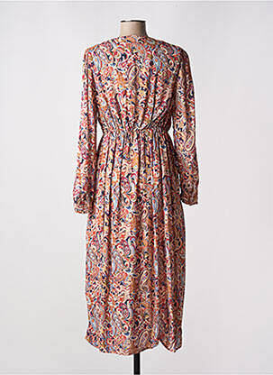 Robe mi-longue imprimé fleurs manches longues beige JULIE GUERLANDE femme