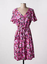 Robe mi-longue imprimé fleurs manches courtes rose STREET ONE femme