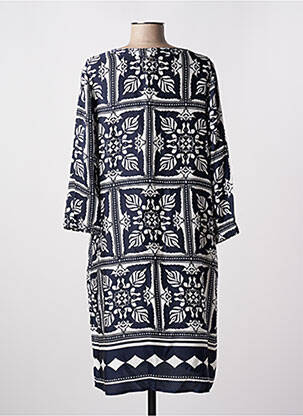 Robe mi-longue coupe fluide manches longues bleu STREET ONE femme