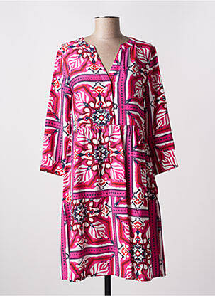 Robe mi-longue imprimé fantaisie manches longues rose STREET ONE femme