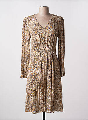 Robe mi-longue manches longues manches longues marron JULIE GUERLANDE femme