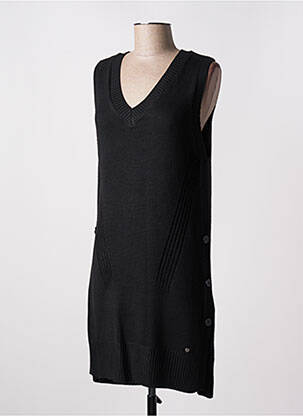Robe pull col v sans manche noir BROADWAY femme