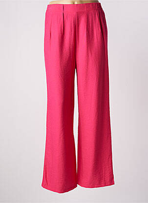 Pantalon large tissage crêpe taille haute rose C'EST BEAU LA VIE femme