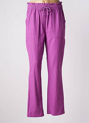 Pantalon droit tissage popeline taille haute violet C'EST BEAU LA VIE femme