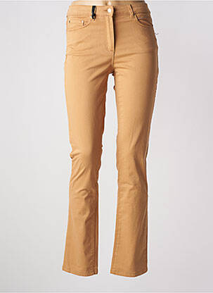 Pantalon droit stretch taille haute beige JULIE GUERLANDE femme