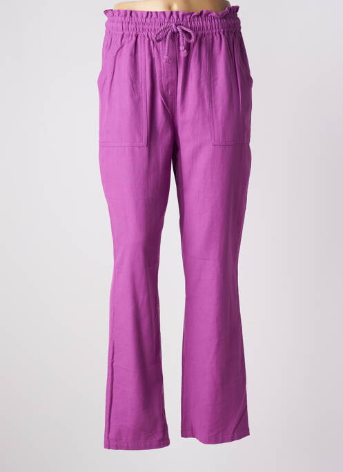 Pantalon droit tissage popeline taille haute violet C'EST BEAU LA VIE femme