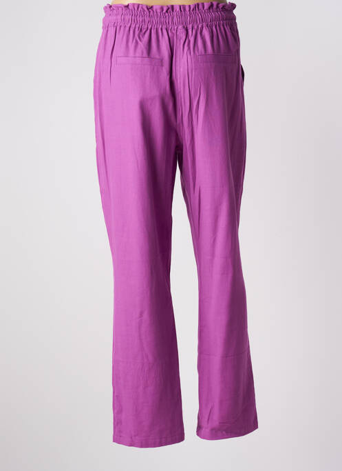 Pantalon droit tissage popeline taille haute violet C'EST BEAU LA VIE femme