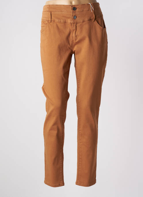 Pantalon slim marron C'EST BEAU LA VIE pour femme