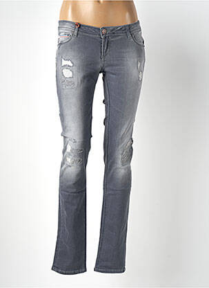 Jeans coupe slim effet usé délavé taille basse gris DN.SIXTY SEVEN femme