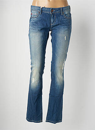 Jeans coupe droite effet usé délavé taille basse bleu DN.SIXTY SEVEN femme
