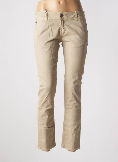 Pantalon chino fermeture zippée sous rabat boutonné taille normale beige DN.SIXTY SEVEN femme