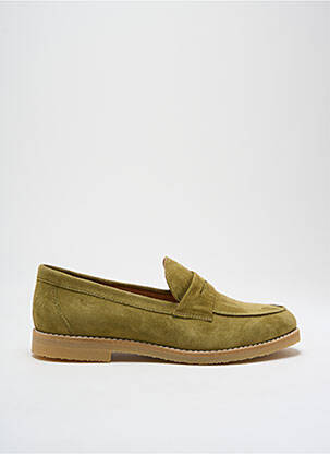 Mocassins nubuck talon plat jusqu'à 3cm vert ALIWELL femme