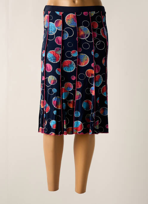 Jupe mi-longue coupe évasée bleu FRANCE RIVOIRE femme