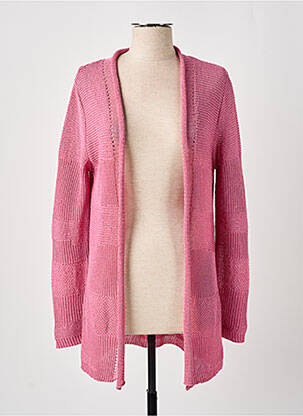 Gilet manches longues maille souple et aérée rose JUPER femme