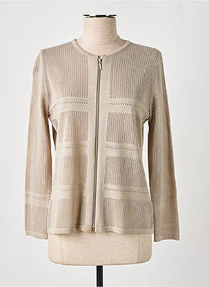 Gilet manches longues col rond beige JUPER femme
