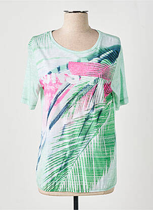 T-shirt col rond manches courtes vert THOMAS RABE femme