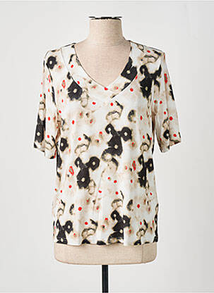 Top stretch manches courtes beige FRANK WALDER femme