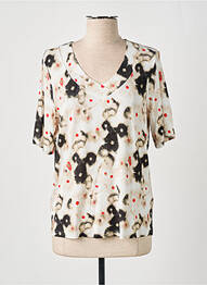 Top tissage jersey manches courtes beige FRANK WALDER femme