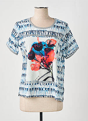 Top tissage jersey manches courtes bleu FRANCE RIVOIRE femme