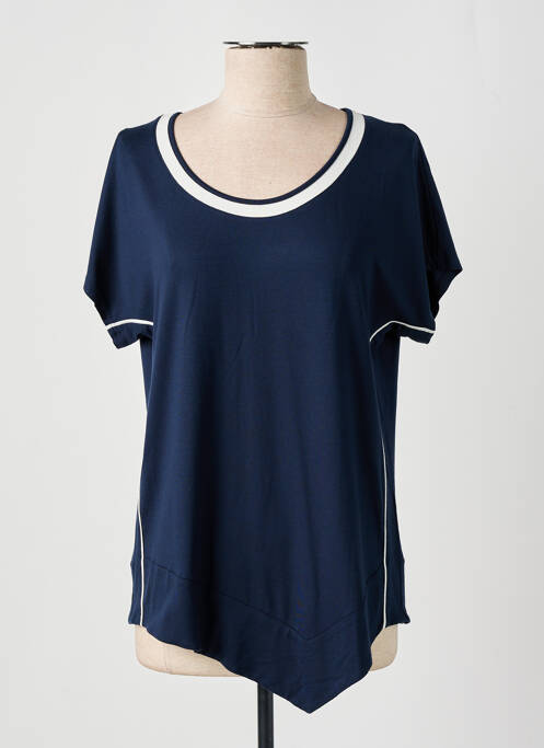 Top tissage jersey manches courtes bleu FRANK WALDER femme