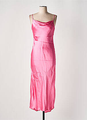 Robe longue manches bretelles ajustables fines bretelles rose MALIPARMI femme